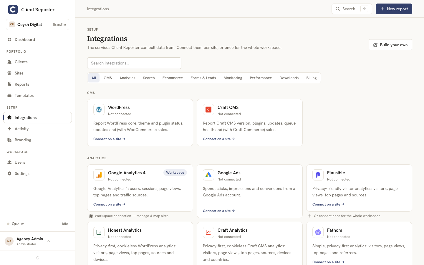 The integrations catalog